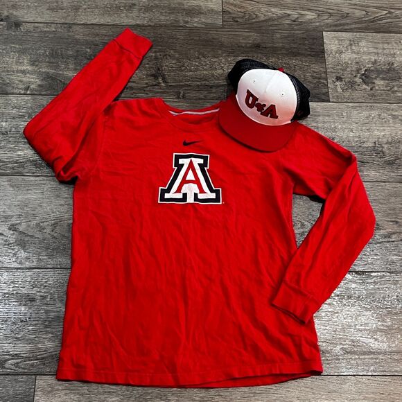Vintage Nike Center Swoosh University of Arizona Large Long Sleeve Shirt  + Hat! - Picture 1 of 4